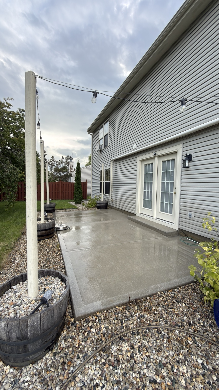 Back patio after pressure washing